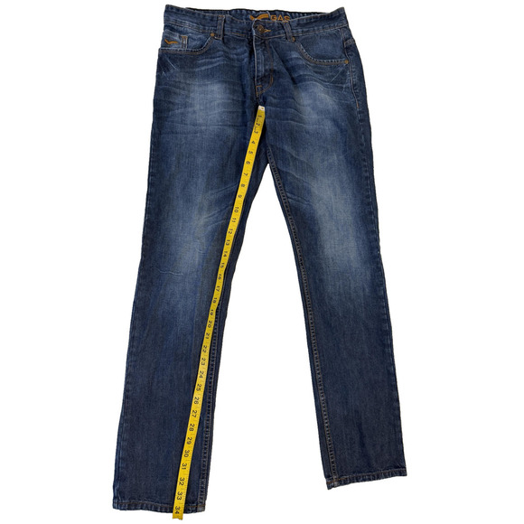 Gas Distressed Jeans Mens 36x34 Blue Denim Straight Leg Faded Back Pocket Hit - Picture 6 of 8